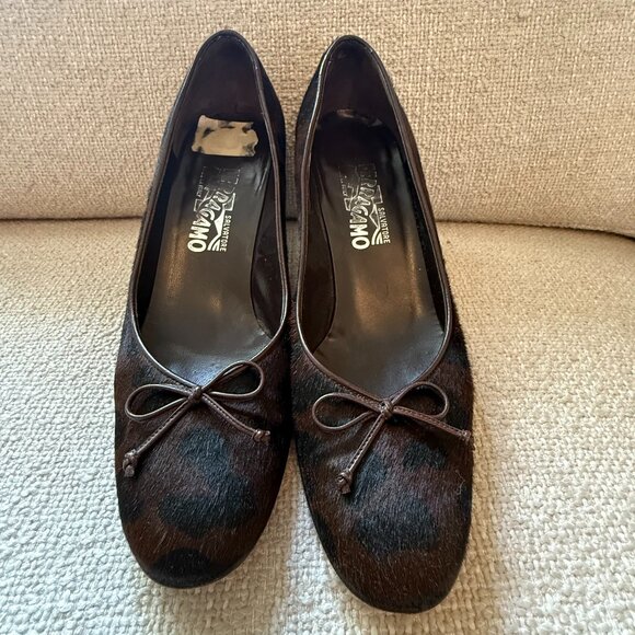 Ferragamo Animal Print Pumps Size 6.5 Heel - Picture 1 of 4